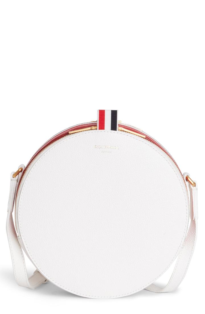 Thom Browne Hat Box Jr. Leather Crossbody Bag - White