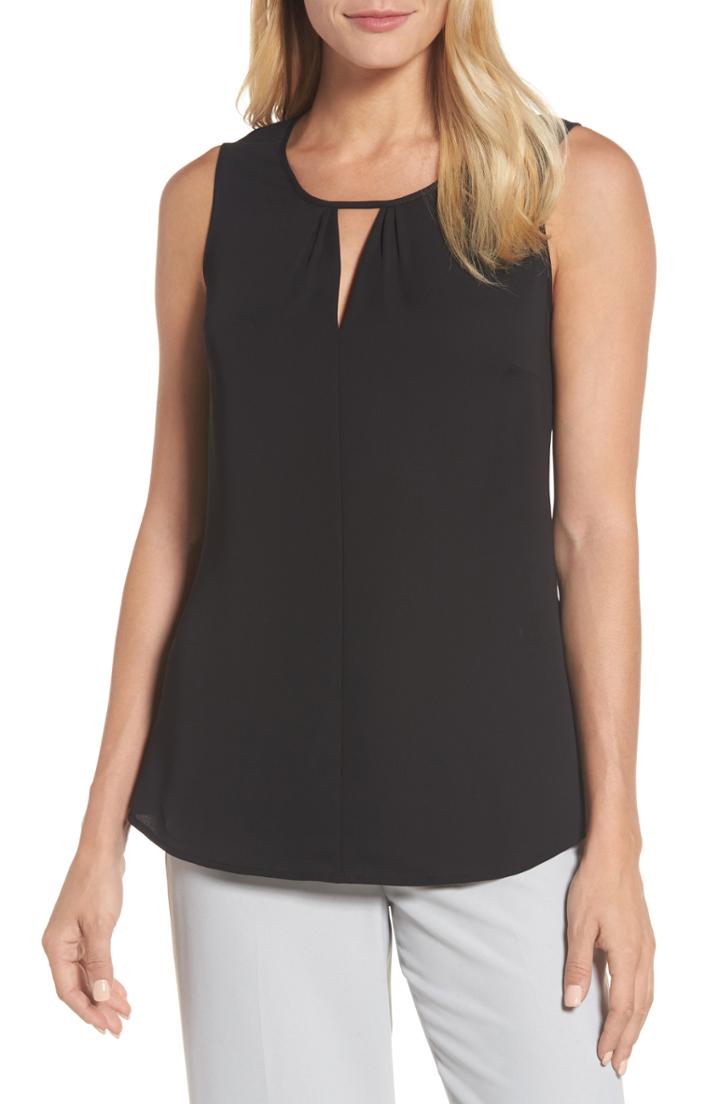 Petite Women's Nic+zoe Easy Keyhole Tank Top P - Black