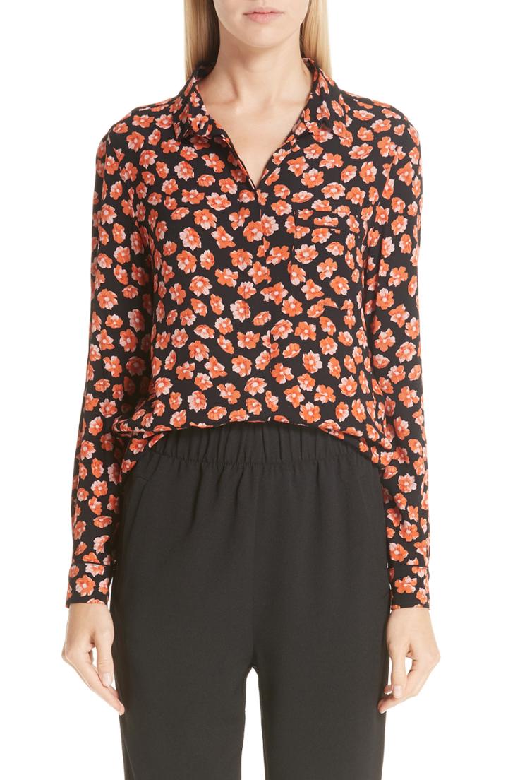 Women's Ganni Lindale Print Crepe Blouse Us / 34 Eu - Red