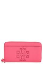Women's Tory Burch 'harper' Leather Zip Continental Wallet - Pink
