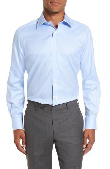 Men's David Donahue Trim Fit Dress Shirt - 34/35 - Blue