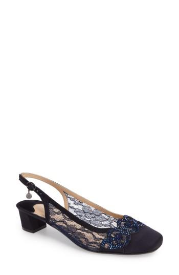 Women's J. Renee Faleece Crystal Embellished Slingback Pump .5 B - Blue