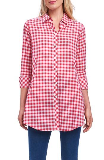 Women's Foxcroft Cici Slub Gingham Shirt - Red
