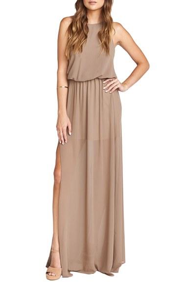 Women's Show Me Your Mumu Heather Chiffon Halter Gown - Brown