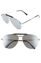 Men's Tom Ford Sean 61mm Aviator Sunglasses - Shiny Palladium / Smoke Mirror