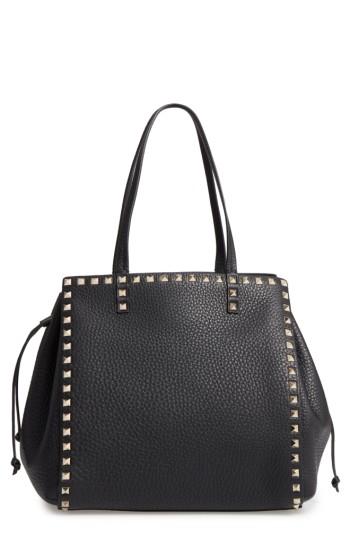 Valentino Garavani Rockstud Double Handle Leather Drawstring Tote -