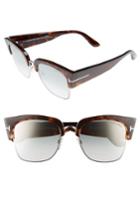 Women's Tom Ford Dakota 55mm Gradient Square Sunglasses - Dark Havana/ Blue Mirror