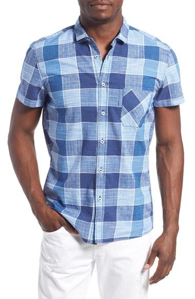 Men's Boss Orange 'ezippoe' Extra Trim Fit Short Sleeve Check Woven Shirt