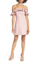 Women's French Connection Whisper Light Off The Shoulder Ruffle Dress - Blue