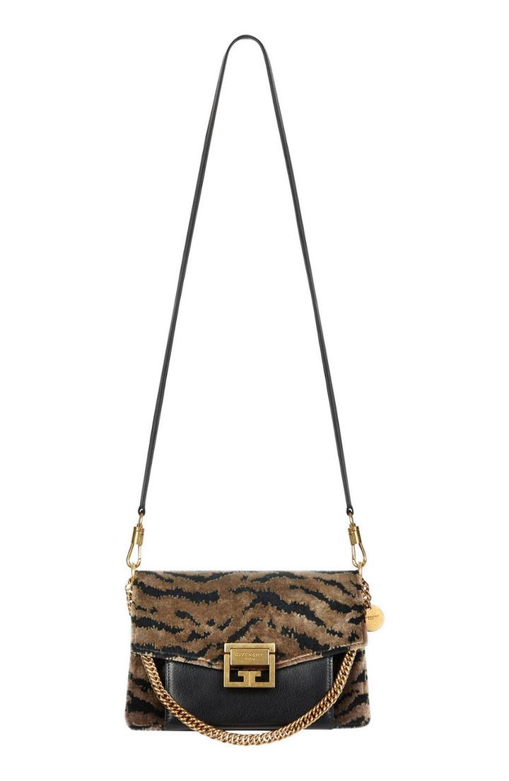 Givenchy Gv3 Zebra Jacquard & Leather Crossbody Bag - Beige
