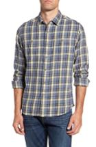 Men's Grayers Tetworth Modern Fit Slubbed Plaid Sport Shirt, Size - Grey