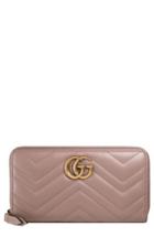 Women's Gucci Gg Marmont Matelasse Leather Zip-around Wallet - Green