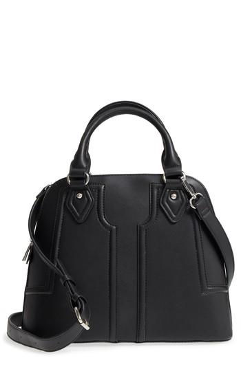 Sole Society Structured Faux Leather Dome Satchel - Black