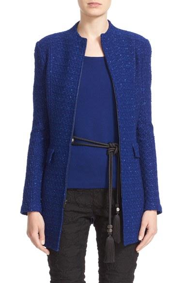 Women's St. John Collection Texture Knit Funnel Neck Jacket