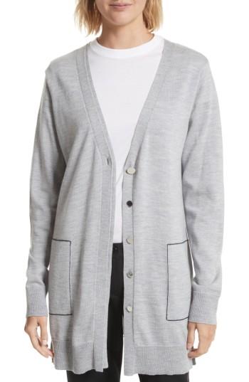 Women's Grey Jason Wu Double Placket Merino Wool Cardigan - Grey