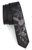 Men's The Kooples Floral Jacquard Silk Skinny Tie, Size - Black