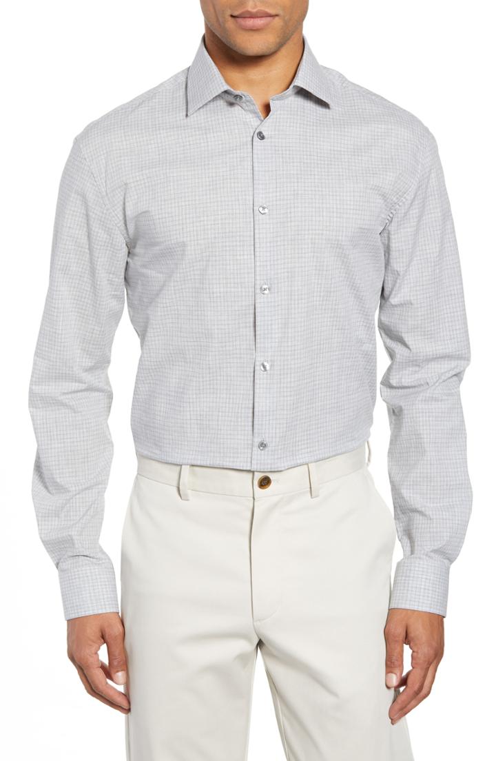 Men's John Varvatos Star Usa Slim Fit Check Dress Shirt .5l - Grey