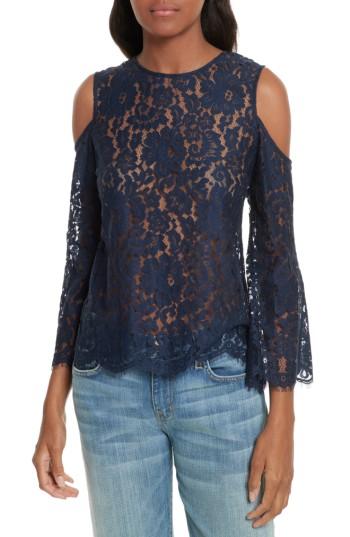 Women's Joie Abay Cold Shoulder Lace Top, Size - Blue