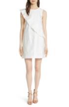 Women's Ted Baker London Embroidered Ruffle Stretch Cotton Shift Dress - White