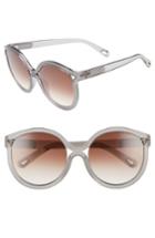 Women's Chloe Grooves 57mm Cat Eye Sunglasses - Grey