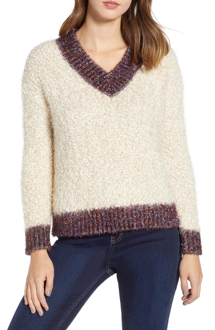 Women's Prima Tinsel Metallic Detail Sweater - Ivory