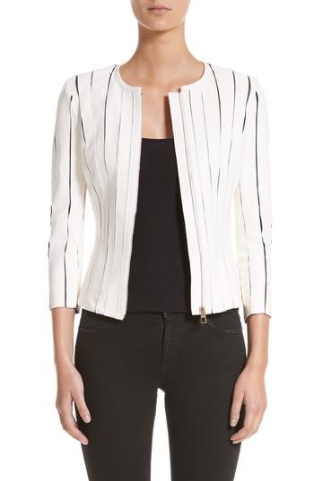 Women's Versace Collection Leather Panel Jacket Us / 38 It - White