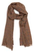 Men's Drakes Plaid Merino Wool Scarf, Size - Brown