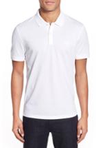 Men's Boss 'pallas' Regular Fit Logo Embroidered Polo Shirt, Size - White