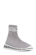 Women's Miu Miu Logo Sock Slip-on Sneaker Us / 42eu - Metallic