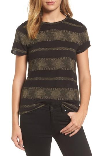 Women's Halogen Metallic Stripe Tee - Black