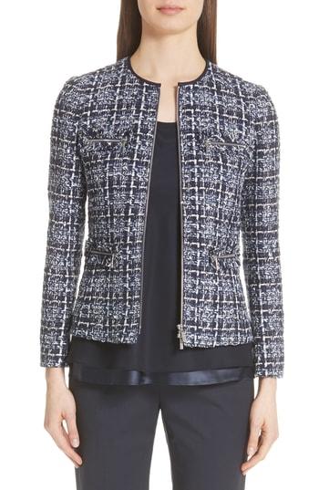 Women's Lafayete 148 New York Emelyn Tweed Jacket - Blue