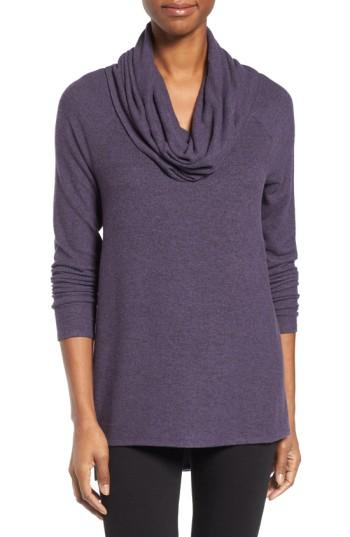 Petite Women's Gibson Convertible Neckline Cozy Fleece Tunic, Size P - Purple