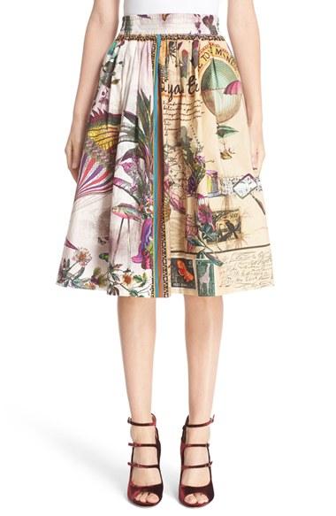 Women's Etro Animal Postcard Print Skirt
