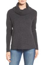 Women's Caslon Cozy Rib Detail Relaxed Turtleneck - Grey