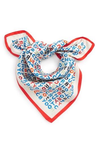 Women's Tory Burch Lettering Silk Bandana, Size - White