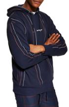 Men's Topman Stripe Momentum Hoodie - Blue