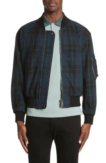 Men's Burberry Hawton Tech Reversible Bomber Jacket - Blue