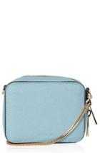 Topshop By Ona Boxy Faux Leather Crossbody Bag - Blue
