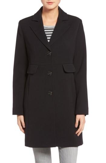 Women's Kenneth Cole A-line Ponte Coat - Black