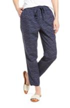 Women's Caslon Drawstring Pattern Cotton Blend Pants, Size - Blue