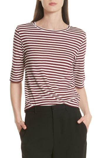 Women's Vince Stripe Crop Tee - Burgundy