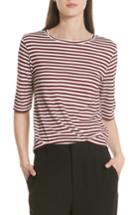 Women's Vince Stripe Crop Tee - Burgundy