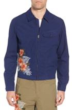 Men's French Connection Embroidered Poplin Harrington Jacket - Blue