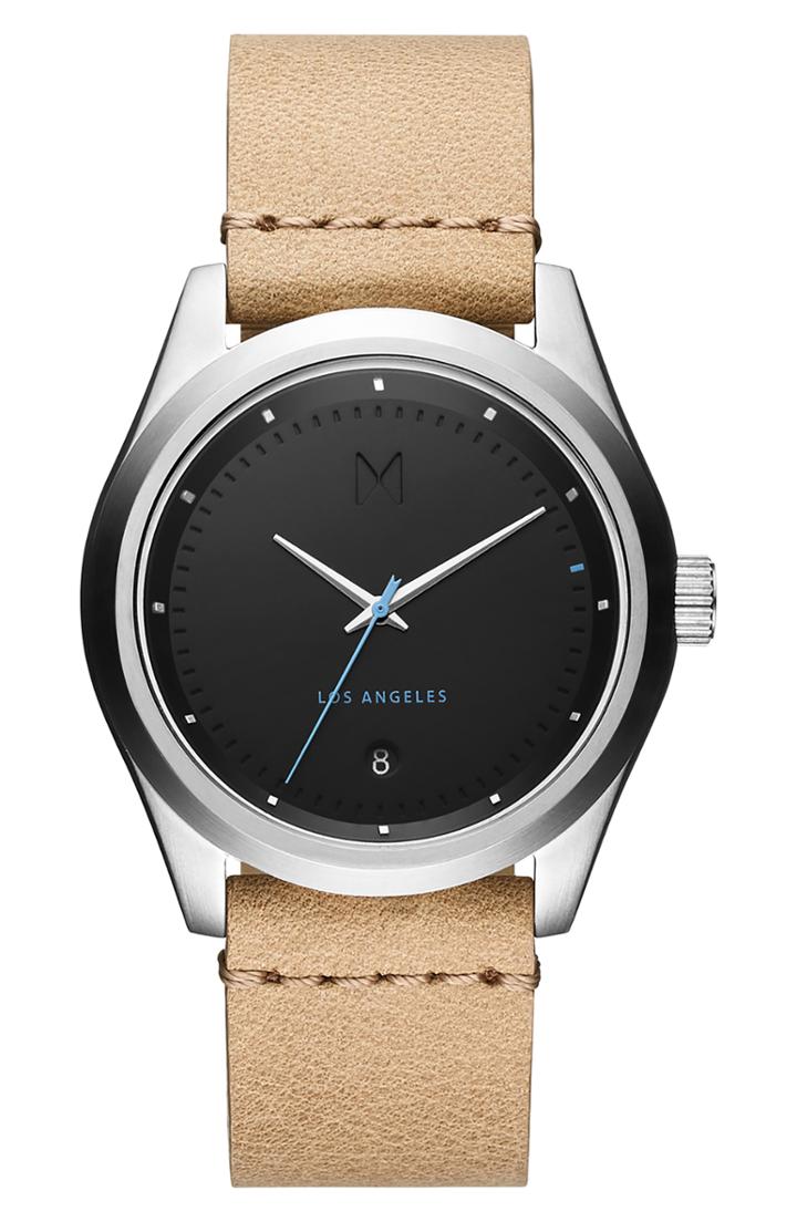Men's Mvmt Time Crusher Leather Strap Watch, 39mm