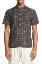 Men's Saturdays Nyc Dimitri Windowpane Band Collar Shirt - Black