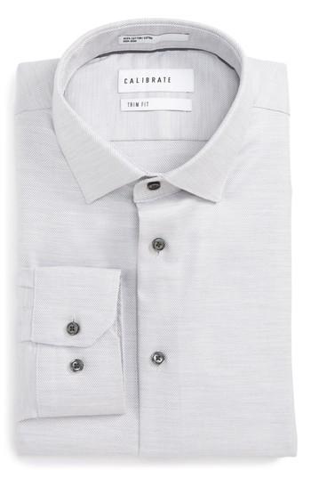 Men's Calibrate Trim Fit Twill Dress Shirt 32/33 - Grey