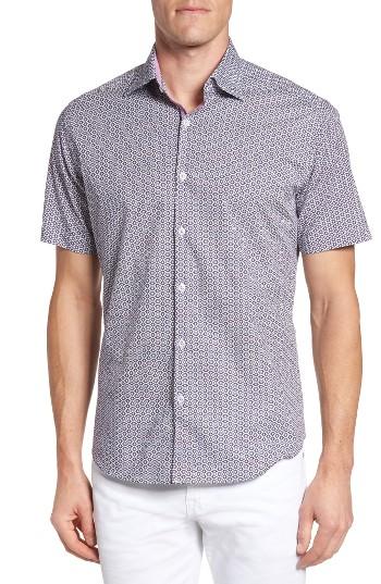Men's Stone Rose Geometric Print Sport Shirt