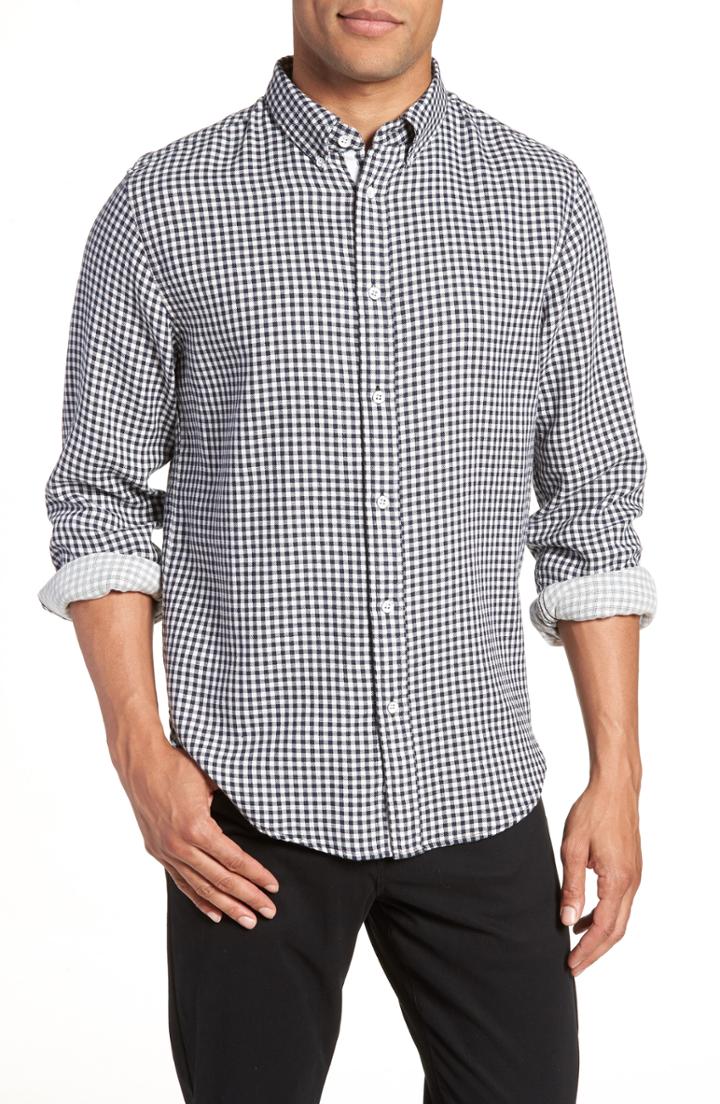 Men's Rag & Bone Fit 2 Tomlin Check Sport Shirt, Size - Blue