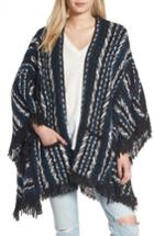Women's Treasure & Bond Pattern Mix Poncho, Size - Blue