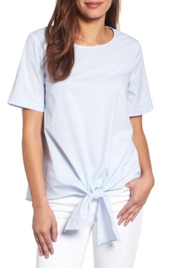 Women's Gibson Cotton Tie Front Top - Blue